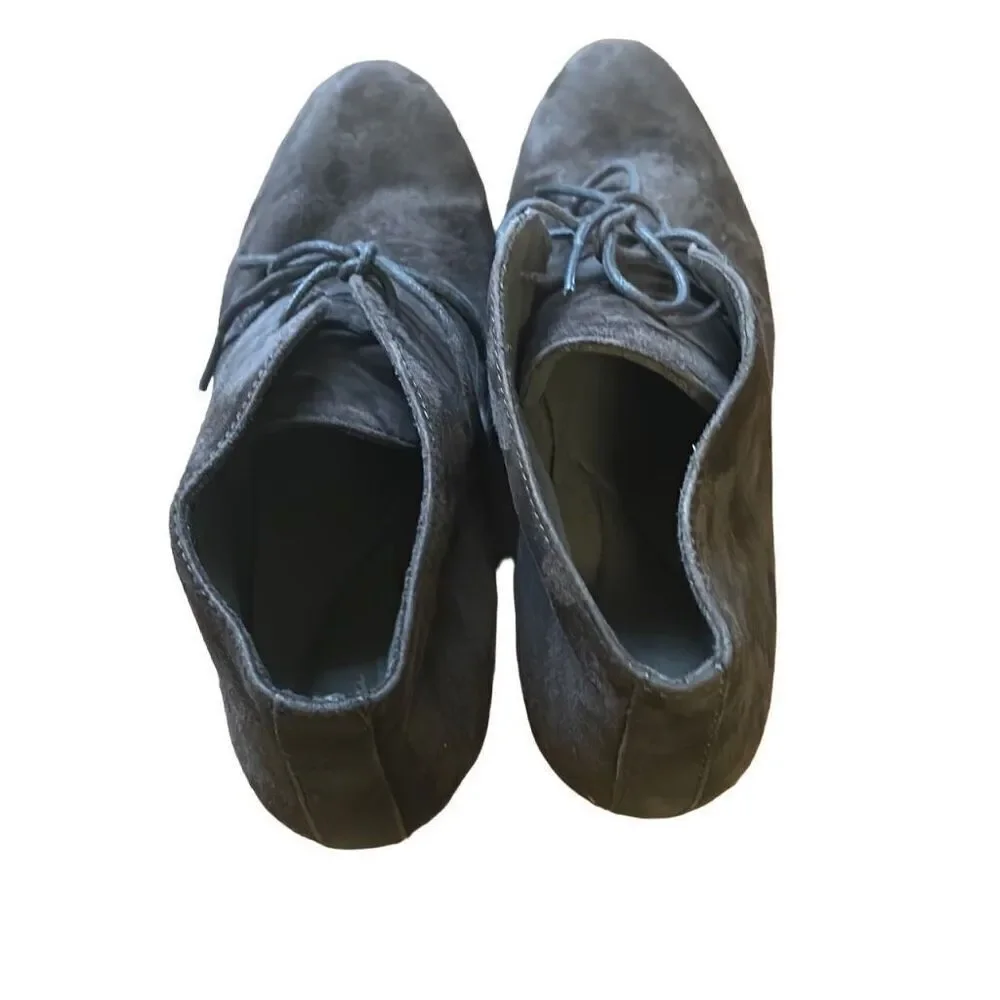 Clarks Women's Suede Wedge Ankle‎ Boots Lace Up Dark Gray Size 10M